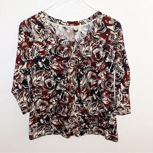 White Stag Brown Floral Blouse Top
